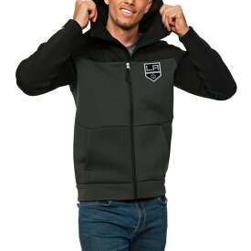 アンティグア メンズ パーカー・スウェットシャツ アウター Los Angeles Kings Antigua Protect FullZip Hoodie Black/Charcoal