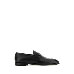 フェラガモ メンズ スリッポン・ローファー シューズ Black Leather Florio Loafers NERNEWBIS