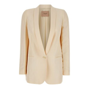 cCZbg fB[X WPbgu] AE^[ Beige Single-breasted Jacket With Shawl Neckline In Linen Blend Woman Beige