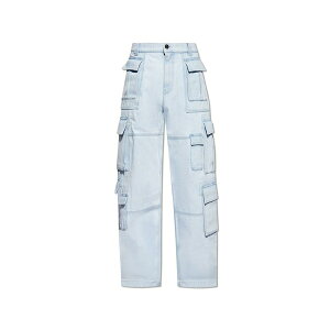 ���F���T�[�` �����Y �J�W���A���p���c �{�g���X Mid-rise Wide-leg Cargo Jeans Light Blue