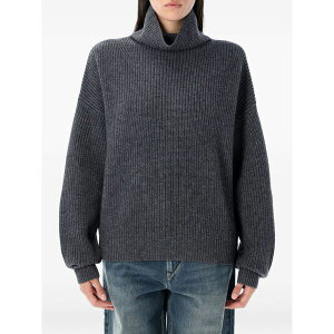 �C�U�x�� �}���� ���f�B�[�X �j�b�g&�Z�[�^�[ �A�E�^�[ High-neck ribbed knit Grey