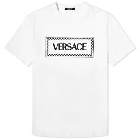 ヴェルサーチ メンズ Tシャツ トップス Versace Tiles Embroidered Tee White