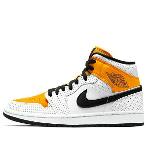 Jordan �W���[�_�� ���f�B�[�X �X�j�[�J�[ �y(WMNS) Air Jordan 1 Mid 'Perforated - White University Gold' BQ6472-107�z �T�C�Y US_W_11.5