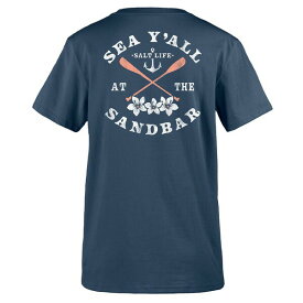 ソルトライフ レディース Tシャツ トップス Women's Sea Yall Cotton Graphic V-Neck T-Shirt Washed Navy