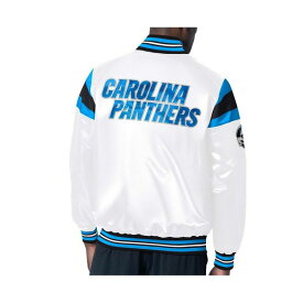 スターター レディース ジャケット＆ブルゾン アウター Men's White Carolina Panthers Satin Full-Snap Varsity Jacket White