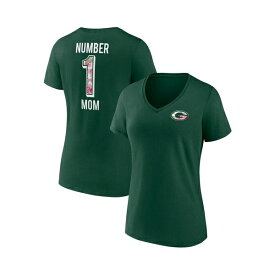 ファナティクス レディース Tシャツ トップス Women's Green Green Bay Packers Plus Size Mother's Day #1 Mom V-Neck T-shirt Green