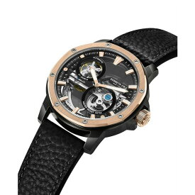 ケネスコール レディース 腕時計 アクセサリー Men's Automatic Black Genuine Leather Watch 44mm Black