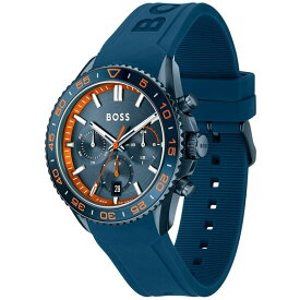 ボス レディース 腕時計 アクセサリー Men's Runner Quartz Chrono Blue Silicone Watch 44mm Blue Silicone