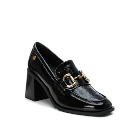 キシタイ レディース スリッポン・ローファー シューズ Women's Patent Leather Heeled Loafers, Carmela Collection By XTI Black