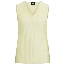 ヒューゴボス レディース Tシャツ トップス Women's V-Neck Sleeveless Jersey Top Open Yellow