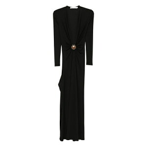 �N���X�g�t�@�[�G�X�o�[ ���f�B�[�X �����s�[�X �g�b�v�X Stone-embellished long-sleeve maxi dress Black