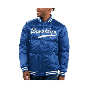 X^[^[ Y WPbgu] AE^[ Men's Royal Brooklyn Dodgers Cooperstown Collection Bronx Satin Full-Snap Varsity Bomber Jacket Royal