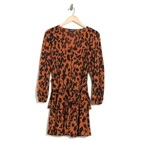 ベベ レディース ワンピース トップス Faux Wrap Tiered Skirt Dress Orange Multi
