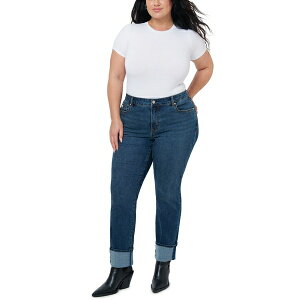 �Z�u��7 ���f�B�[�X �f�j���p���c �{�g���X Plus Size Mid Rise Straight Leg Jeans with High Cuff St. James