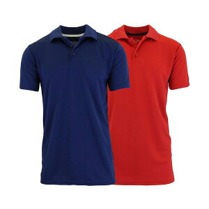 �M�����N�V�[�o�C�n���r�b�N �����Y �V���c �g�b�v�X Men's Tag less Dry-Fit Moisture-Wicking Polo Shirt, Pack of 2 Navy and Red