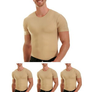 �C���X�^�X���� �����Y �V���c �g�b�v�X Men's Big & Tall Insta Slim 3 Pack Compression Short Sleeve Crew-Neck T-Shirts Tan