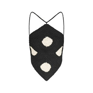 �T�C�����~���[ ���f�B�[�X �J�b�g�\�[ �g�b�v�X Kit polka-dot crochet top Black