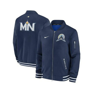 iCL Y WPbgu] AE^[ Men's Navy Minnesota Twins Authentic Collection City Connect Full-Zip Bomber Jacket Navy