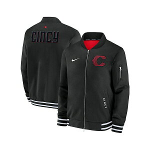 iCL Y WPbgu] AE^[ Men's Black Cincinnati Reds Authentic Collection City Connect Full-Zip Bomber Jacket Black