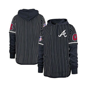 47uh Y p[J[EXEFbgVc AE^[ Men's Navy Atlanta Braves Pinstripe Double Header Pullover Hoodie Navy