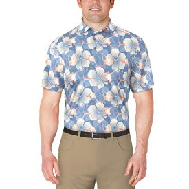 PGAツアー メンズ シャツ トップス Men's Hibiscus-Print Polo Shirt Blissful Blue