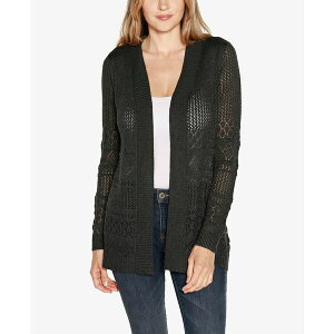 �x���f�B�[�j ���f�B�[�X �j�b�g&�Z�[�^�[ �A�E�^�[ Women's Pointelle Long Sleeves Open Cardigan Sweater Heather Charcoal