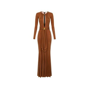 �G���U�x�X�t�����L ���f�B�[�X �����s�[�X �g�b�v�X Keyhole-design jewell-embellished dress Brown