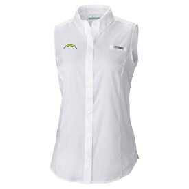 コロンビア レディース Tシャツ トップス Los Angeles Chargers Columbia Women's PFG Tamiami OmniShade Sleeveless ButtonUp Shirt White