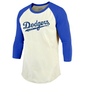 マジェスティックスレッズ メンズ Tシャツ トップス Shohei Ohtani Los Angeles Dodgers Majestic Threads Soft Hand ThreeQuarter Raglan Sleeve T Shirt???Cream