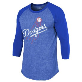 マジェスティックスレッズ メンズ Tシャツ トップス Shohei Ohtani Los Angeles Dodgers Majestic Threads TriBlend ThreeQuarter Raglan Sleeve T Shirt???Royal