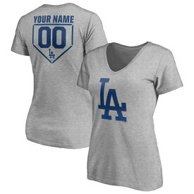 ファナティクス レディース Tシャツ トップス Los Angeles Dodgers Fanatics Branded Women's Personalized RBI Logo VNeck TShirt Heathered Gray