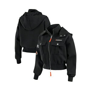EFA oC GEAh[Y fB[X WPbgu] AE^[ Women's Black Cincinnati Bengals Patch Pocket Cropped Full-Zip Bomber Jacket Black