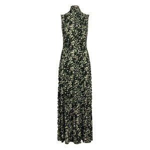 �v���G���U �X�N�[���[ �z���C�g ���[�x�� ���f�B�[�X �����s�[�X �g�b�v�X High-neck floral maxi dress Black