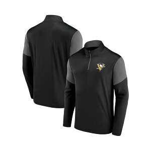 t@ieBNX Y p[J[EXEFbgVc AE^[ Men's Black Pittsburgh Penguins Logo Quarter-Zip Top Black, Gray