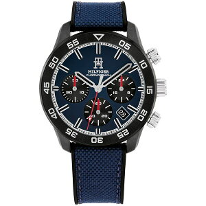 g~[ qtBK[ Y rv ANZT[ Men's Chronograph Blue Cordura & Black Silicone Strap Watch, 42mm Navy