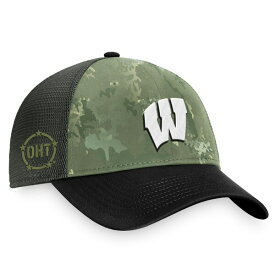トップ・オブ・ザ・ワールド メンズ 帽子 アクセサリー Wisconsin Badgers Top of the World OHT Military Appreciation Unit Trucker Adjustable Hat Hunter Green/Gray