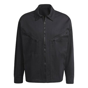 adidas AfB_X Y Xj[J[ yMen's adidas originals Logo Embroidered Solid Color Lapel Long Sleeves Sports Black Jacket HC4540z TCY US_M_S