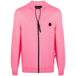�t�B���b�v�v���C�� �����Y �J�[�f�B�K�� �A�E�^�[ Logo-patch zip-up cardigan Pink
