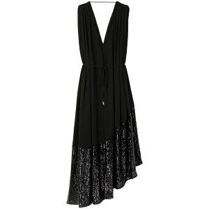 �G�[�[�b�g �t�@�N�g���[ ���f�B�[�X �����s�[�X �g�b�v�X Sequin-embellished pleated maxi dress Black