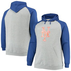 ファナティクス メンズ パーカー・スウェットシャツ アウター New York Mets Fanatics Branded Big & Tall Raglan Pullover Hoodie Heathered Gray/Royal