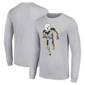 スターター メンズ Tシャツ トップス Pittsburgh Steelers Starter Logo Graphic Long Sleeve TShirt Heather Gray