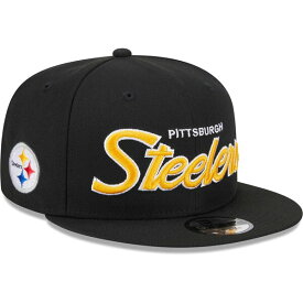 ニューエラ メンズ 帽子 アクセサリー Pittsburgh Steelers New Era Main Script 9FIFTY Snapback Hat Black