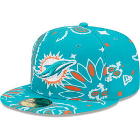 ニューエラ メンズ 帽子 アクセサリー Miami Dolphins New Era Paisley 59FIFTY Fitted Hat Aqua