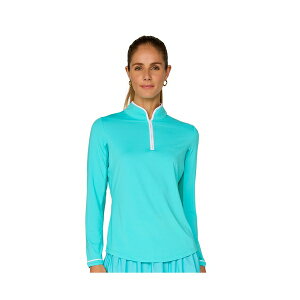 �W�[ ���C�t�X�^�C�� �N���[�W���O ���f�B�[�X �J�b�g�\�[ �g�b�v�X Women's G Lifestyle Binding Quarter Zip Top Carib. Turq