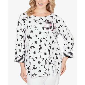 ���r�[���[�h ���f�B�[�X �J�b�g�\�[ �g�b�v�X Plus Size Embroidered Daisy Graphic Top Black/White