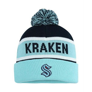 �X�^�[�^�[ �����Y �X�q �A�N�Z�T���[ Men's Light Blue/Deep Sea Blue Seattle Kraken Cuffed Knit Hat with Pom Light Blue