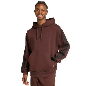 �A�f�B�_�X �����Y �p�[�J�[�E�X�E�F�b�g�V���c �A�E�^�[ Men's Essential Three Stripes Fleece Hoodie Shadow Brown/Black