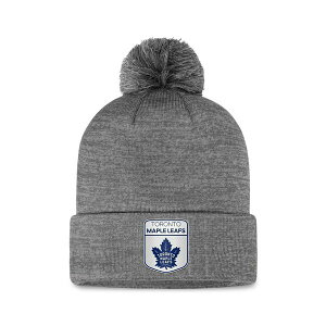 �t�@�i�e�B�N�X �����Y �X�q �A�N�Z�T���[ Men's Gray Toronto Maple Leafs Authentic Pro Home Ice Cuffed Knit Hat with Pom Gray