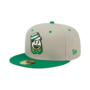 j[G Y Xq ANZT[ Men's Gray, Green Down East Wood Ducks Kinston Collard Greens Theme Night 59FIFTY Fitted Hat Gray, Green