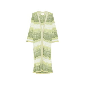 �G���V�[�c�[�Z�C���g�o�[�X ���f�B�[�X �J�[�f�B�K�� �A�E�^�[ Tonia chevron-knit metallic cardigan Green